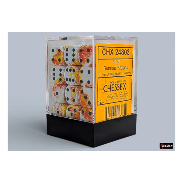 Chessex - Brush 12mm D6 Dice Block - Sunrise/Black