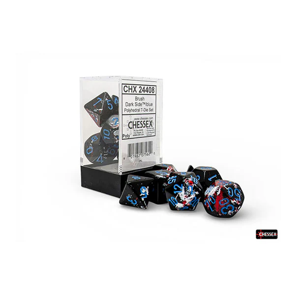 Chessex - Brush Polyhedral 7 Dice Set - Dark Side/Blue