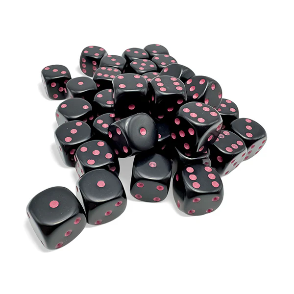 Chessex - Opaque 12mm D6 Dice Block - Black/Pink